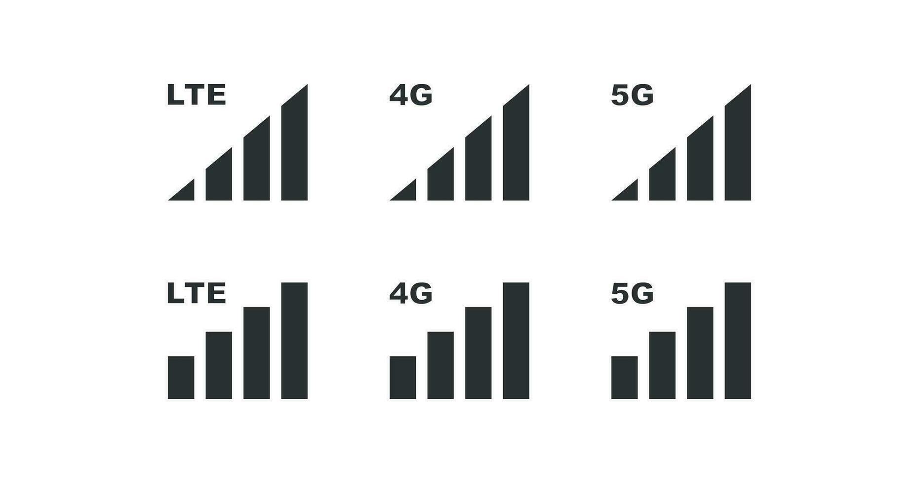 signal mobile icône ensemble. gsm niveau lte, 4g, 5g illustration symbole. signe signal téléphone intelligent vecteur