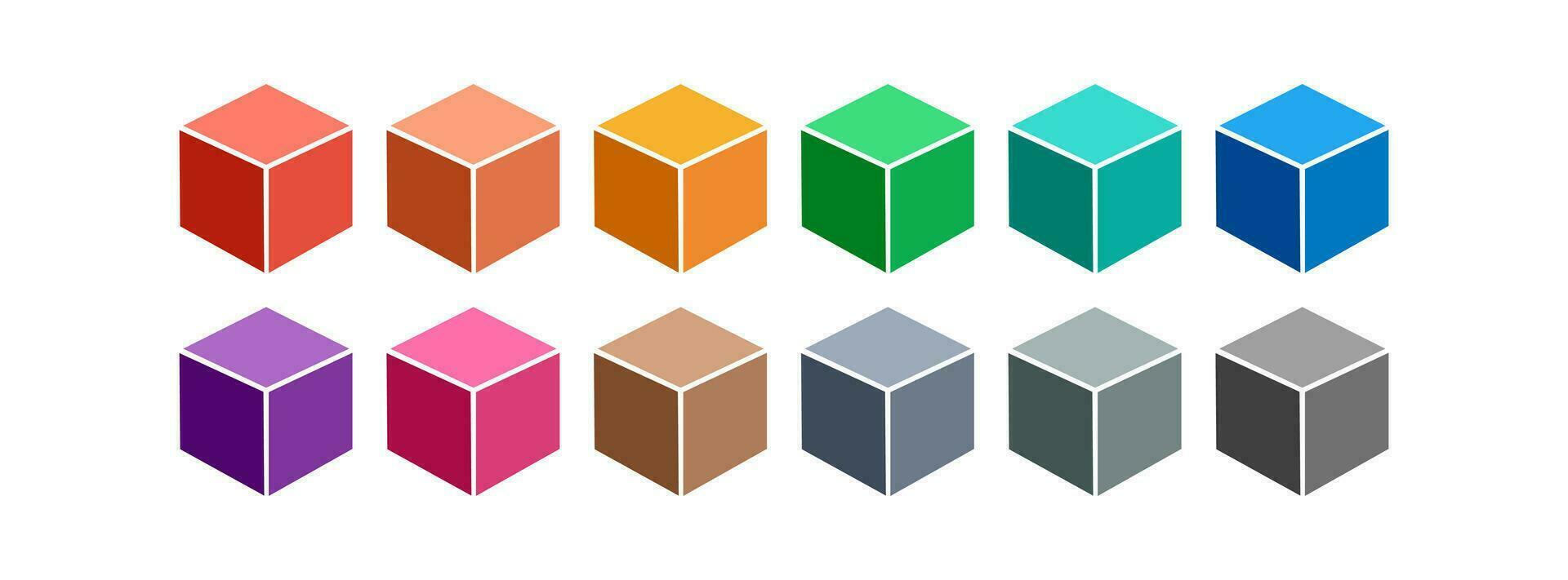 Couleur cubes icône ensemble. boîtes illustration symbole. signe blocs vecteur