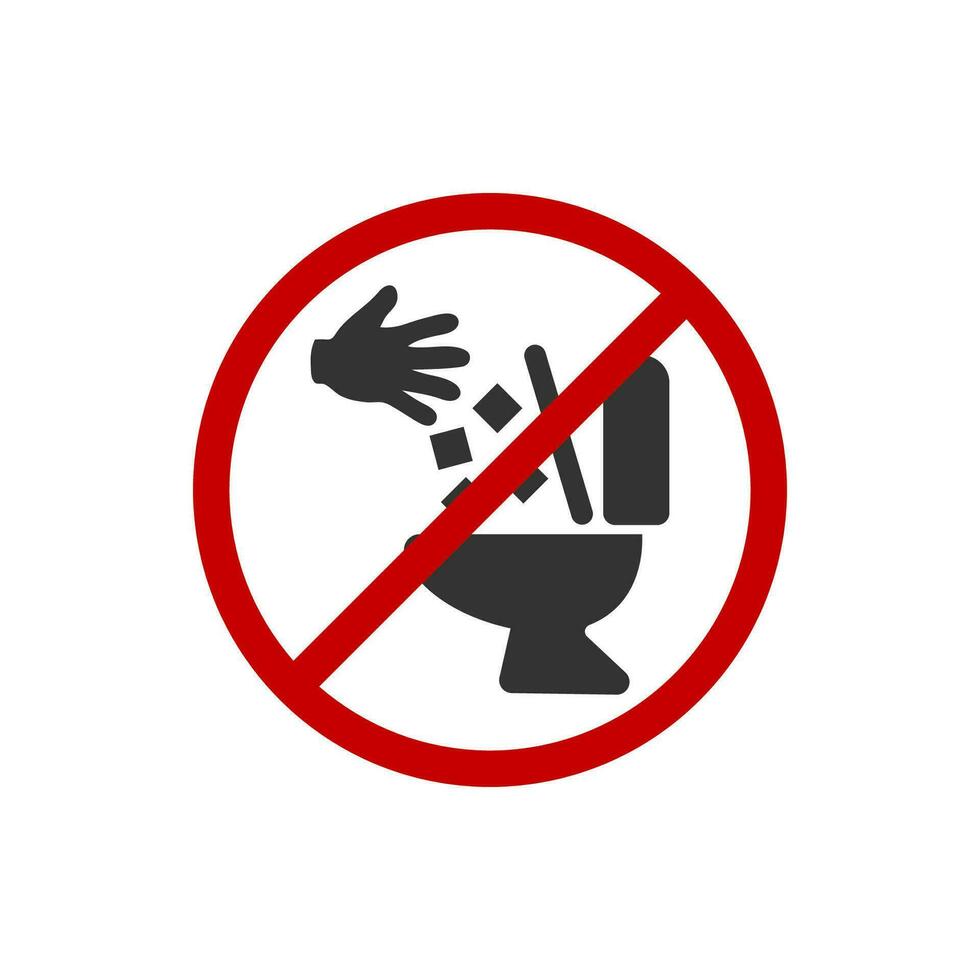 il est interdit à jeter des ordures dans le toilette icône. interdit jeter bol papier symbole. signe non des ordures salle de repos vecteur plat.