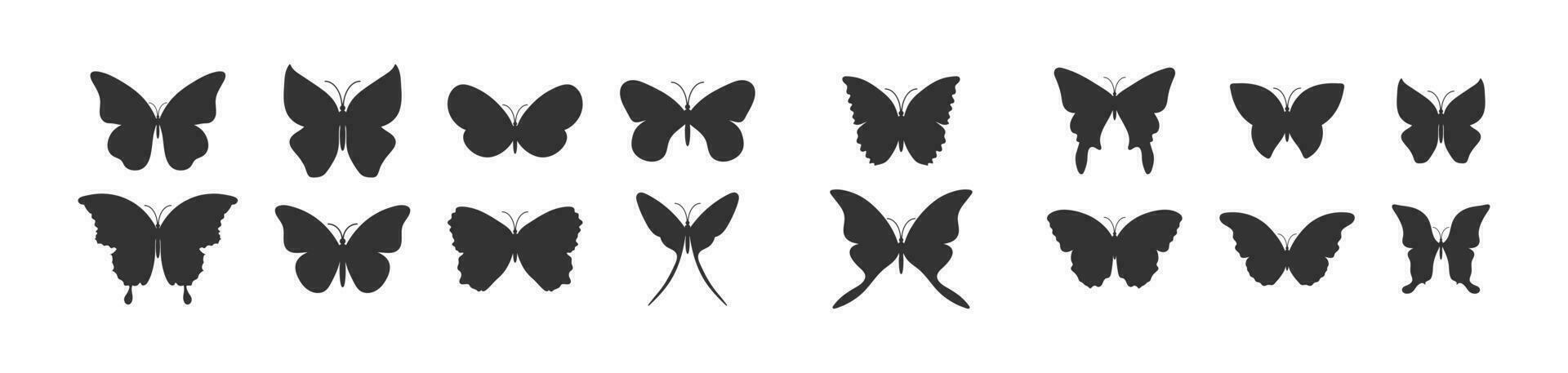 papillon icône ensemble. ailé magnifique animal symbole. signe papillons vecteur plat.