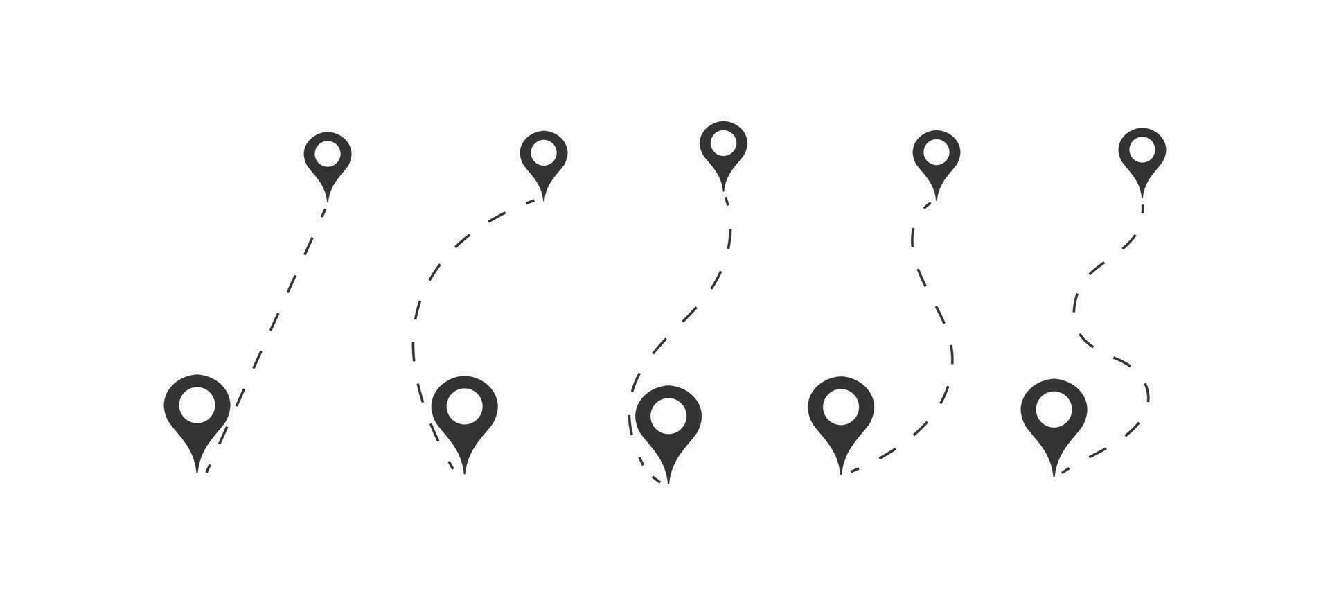 carte distance mesure icône ensemble. route la navigation symbole. signe GPS vecteur plat.