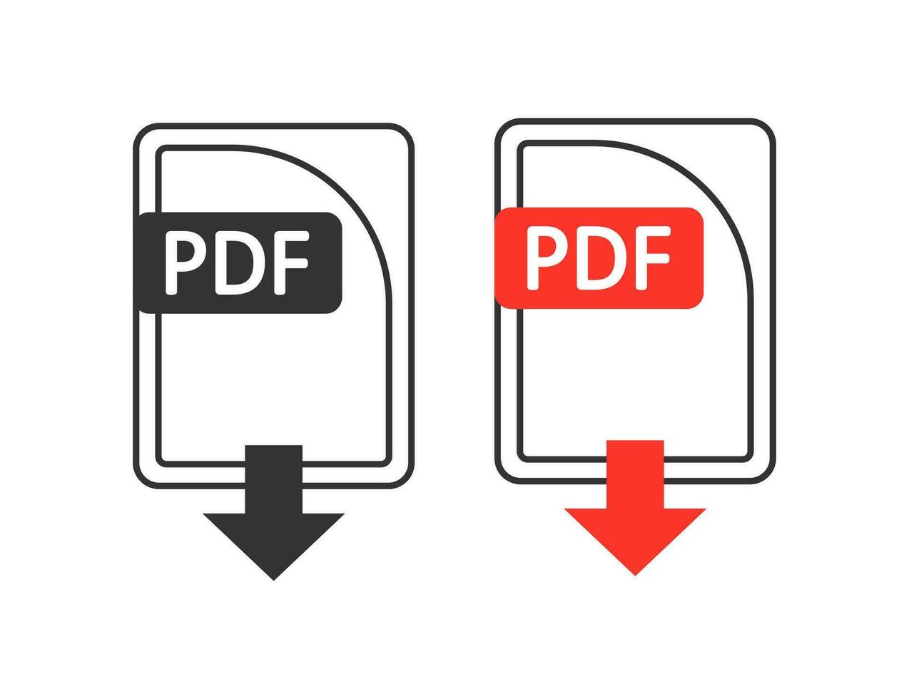 Télécharger pdf fichier format icône. enregistrer document symbole. signe app bouton vecteur. vecteur