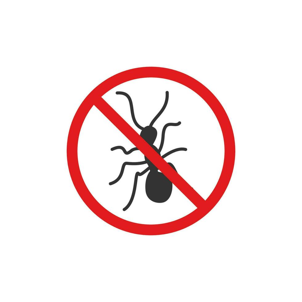 Arrêtez fourmi avec interdire icône. anti insecte ravageur symbole. signe pesticide vecteur. vecteur