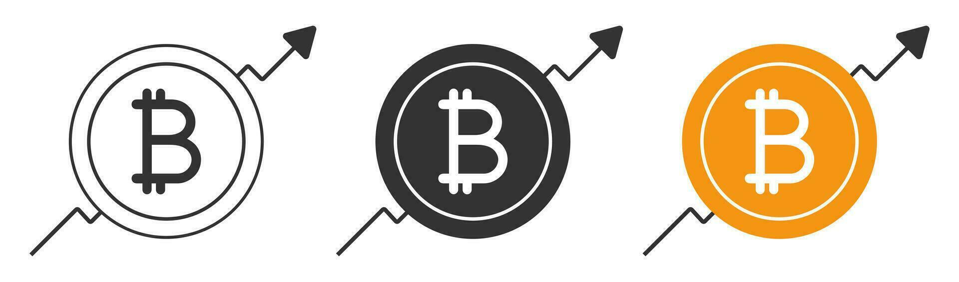 bitcoin avec La Flèche en haut icône. croissance crypto-monnaie symbole. signe Commerce graphique vecteur. vecteur