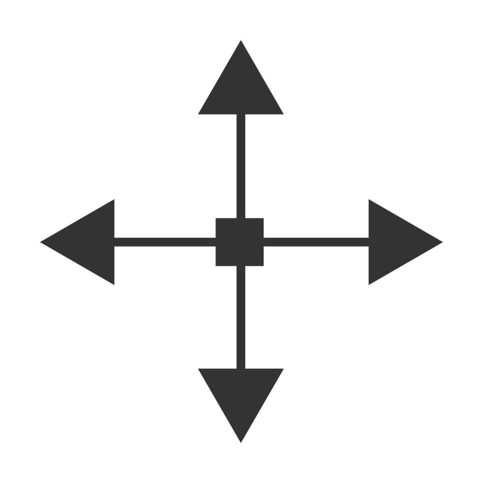 flèches quatre directions icône. la navigation symbole. signe multi chemin vecteur. vecteur