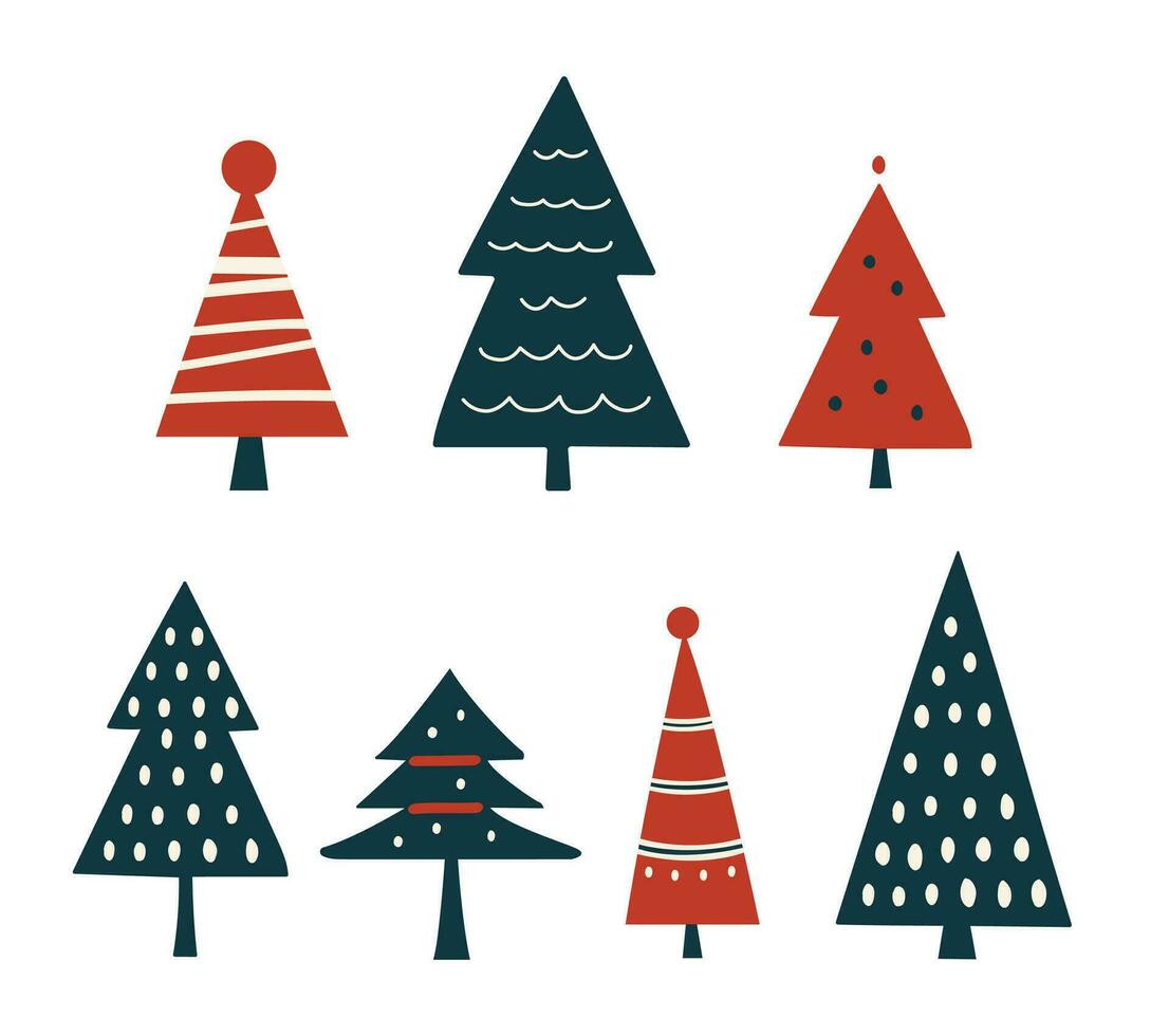 ensemble de minimal christman arbre éléments vecteur illustration