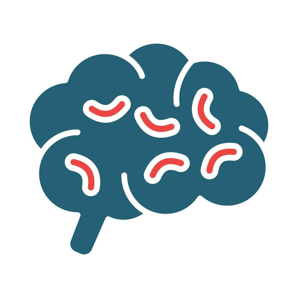 cerveau glyphe deux Couleur icône conception vecteur