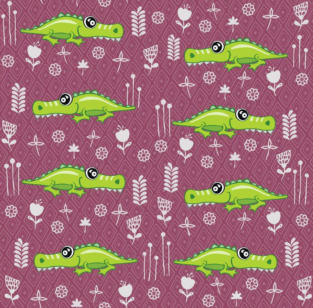 crocodile modèle conception avec nombreuses alligators - marrant main tiré griffonnage, sans couture modèle. caractères affiche ou T-shirt textile graphique conception. fond d'écran, emballage papier, Contexte. vecteur