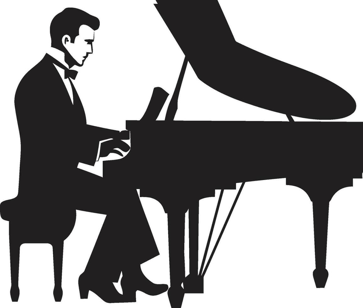 rhapsodique joueur vecteur noir conception piano virtuose noir vecteur icône