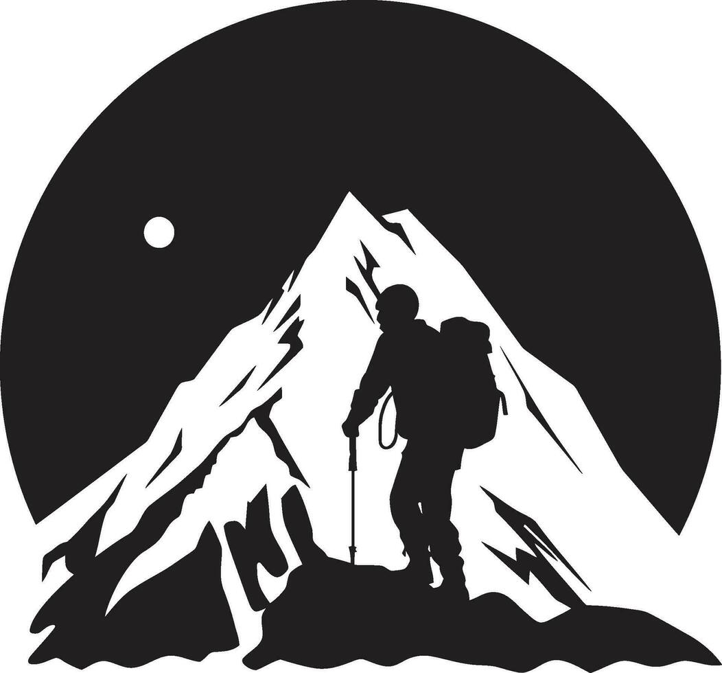 rocheux terrain explorateur noir icône grimpeurs la victoire vecteur noir conception
