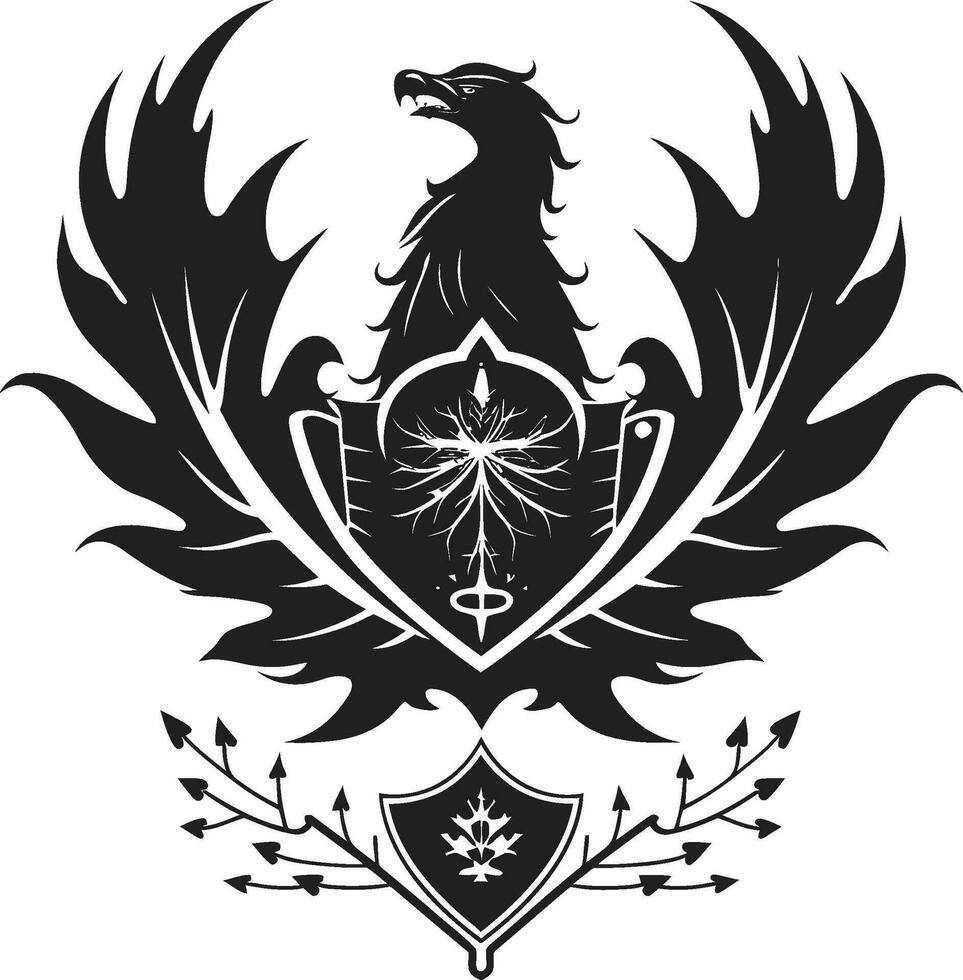 majestueux vecteur héraldique profil noir emblème digne insigne emblème vecteur icône
