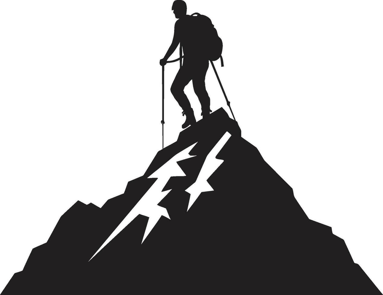 alpinisme réussite noir vecteur icône ascension aventure vecteur conception