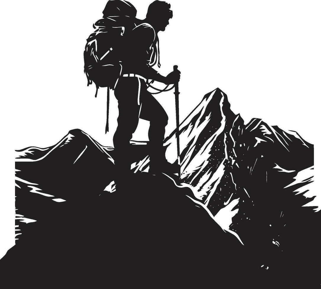 alpiniste explorateur vecteur conception élevé aventurier noir icône
