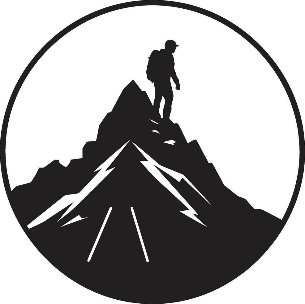 Montagne grimpeur profil vecteur noir conception de pointe conquérant noir vecteur icône