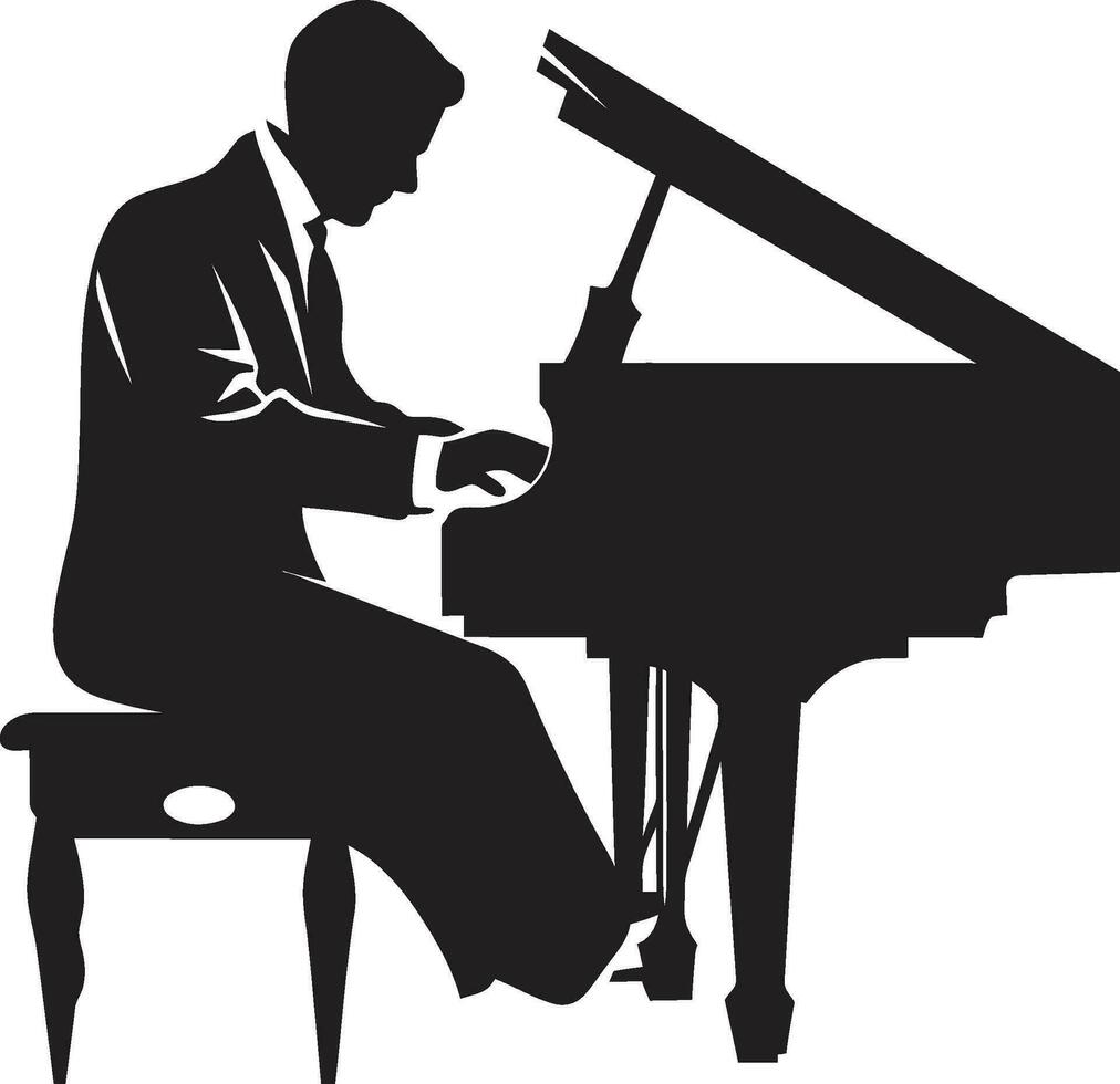 mélodieux joueur vecteur noir conception jazzy piano maestro noir vecteur icône