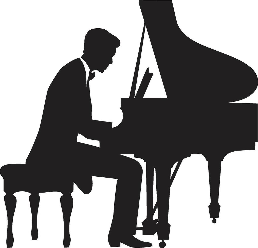 piano sonate savant noir icône symphonie pianiste vecteur noir conception