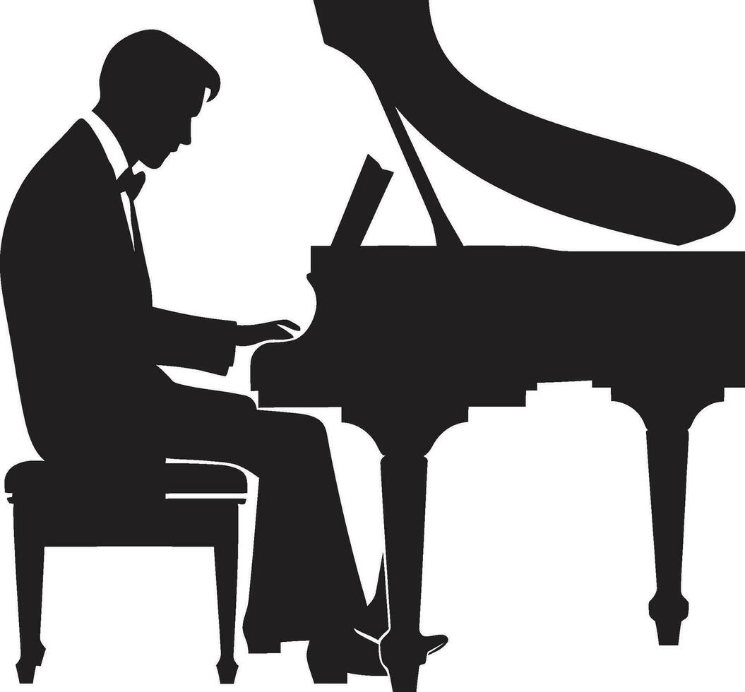 piano maestro noir icône harmonieux claviériste vecteur noir conception