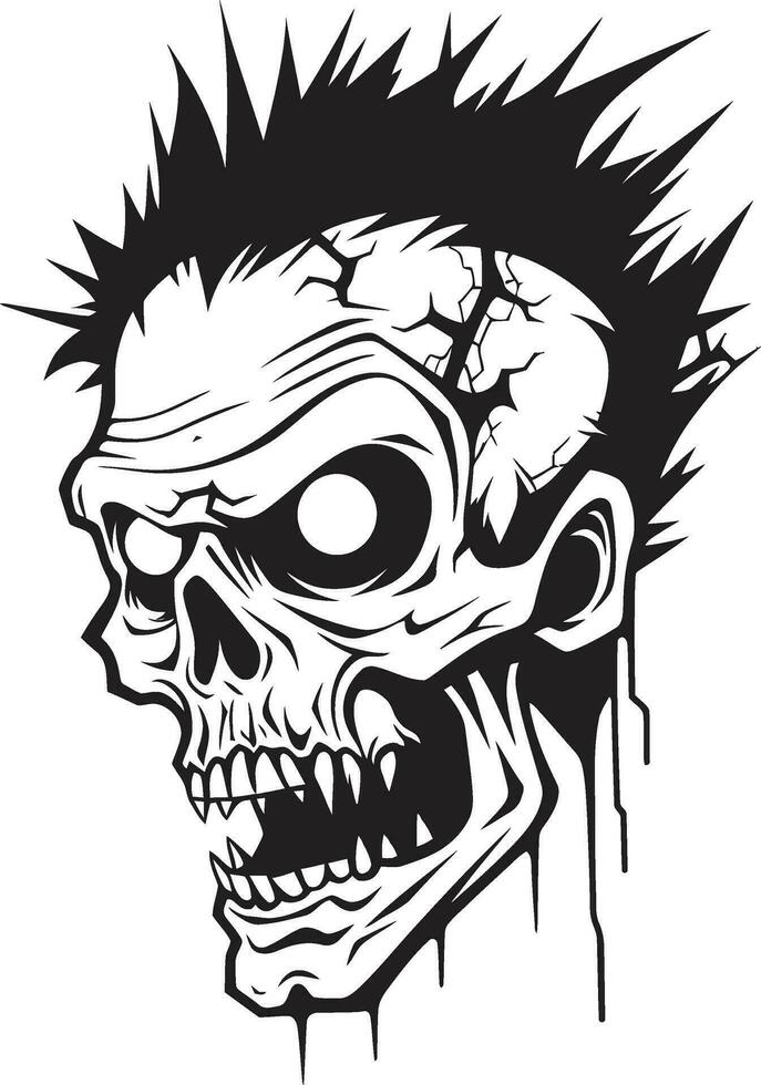 imprévisible crâne vecteur zombi thème des morts-vivants hystérie vecteur icône