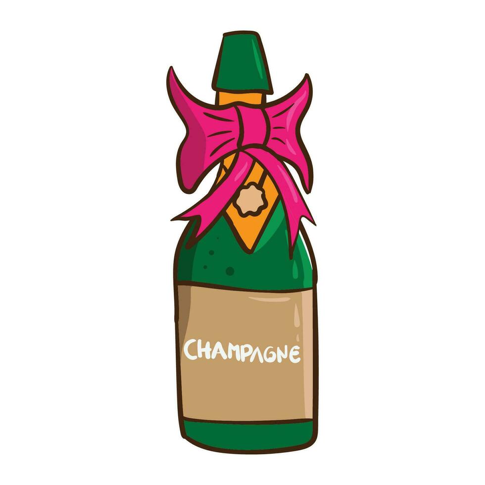 Champagne bouteille. griffonnage Champagne vecteur illustration