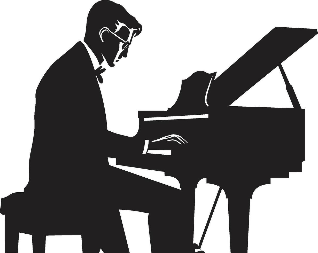symphonique pianiste vecteur noir conception clé coups Maître noir vecteur icône