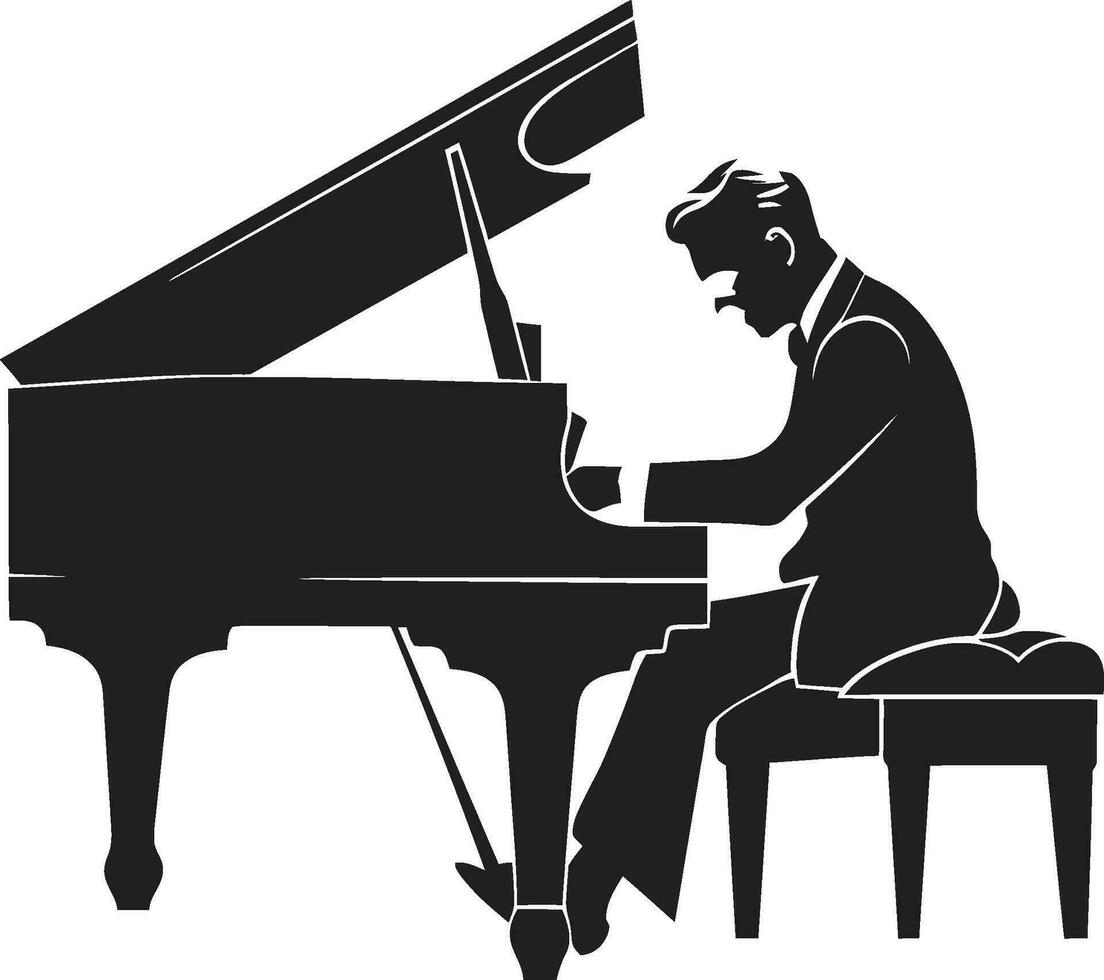 serein pianiste vecteur conception piano virtuose noir icône