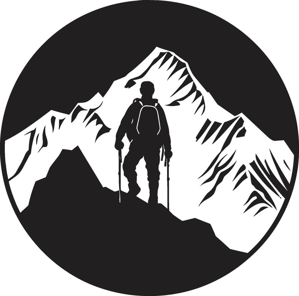 rocheux terrain explorateur noir icône grimpeurs la victoire vecteur noir conception