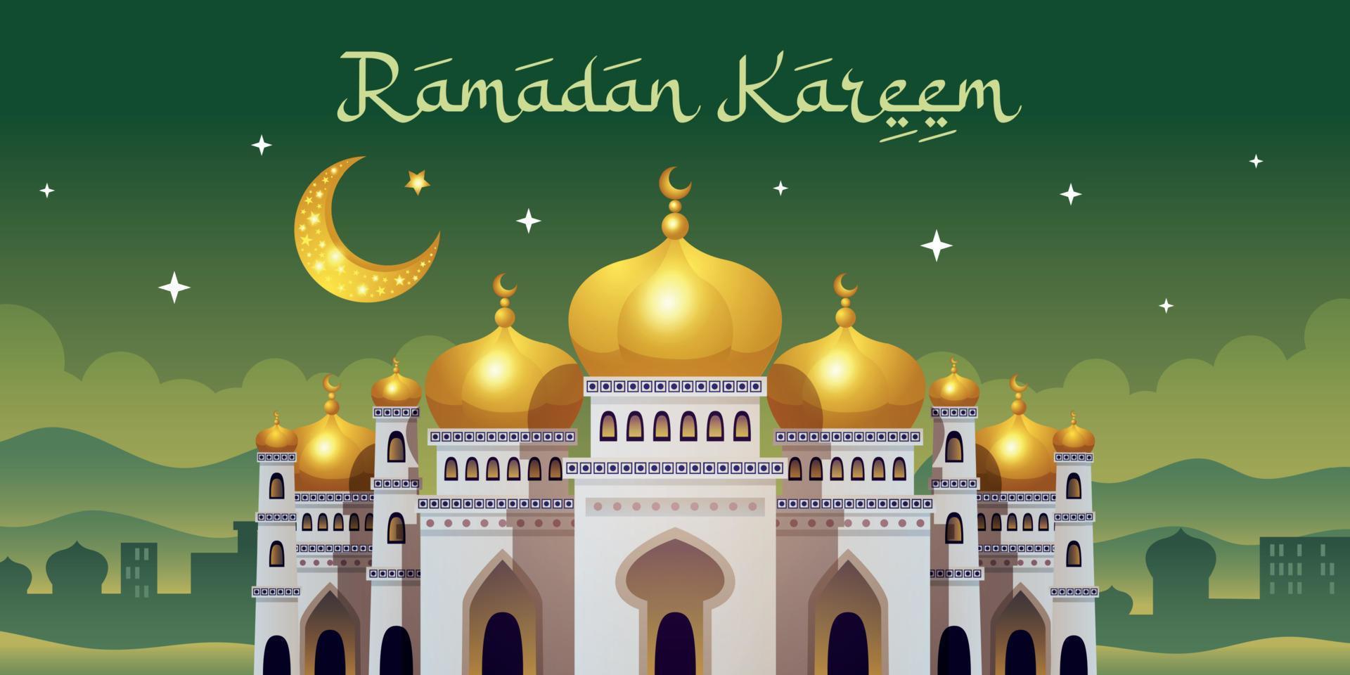 affiche horizontale de la mosquée du ramadan vecteur