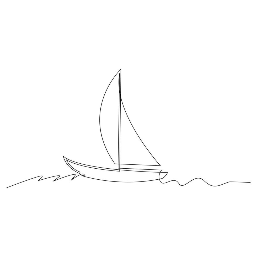 mer voilier continu un ligne vecteur art dessin et illustration