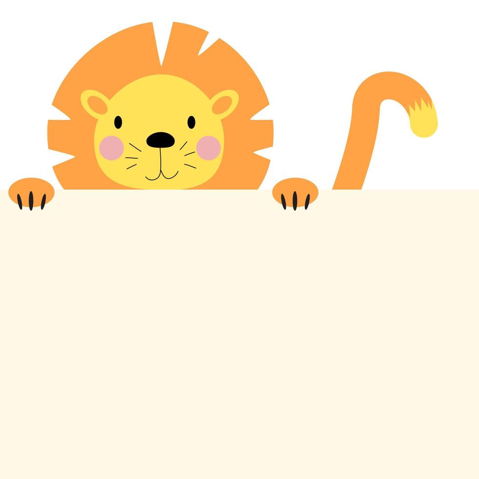 lion animal mignon avec une place vide pour le texte. illustration vectorielle vecteur