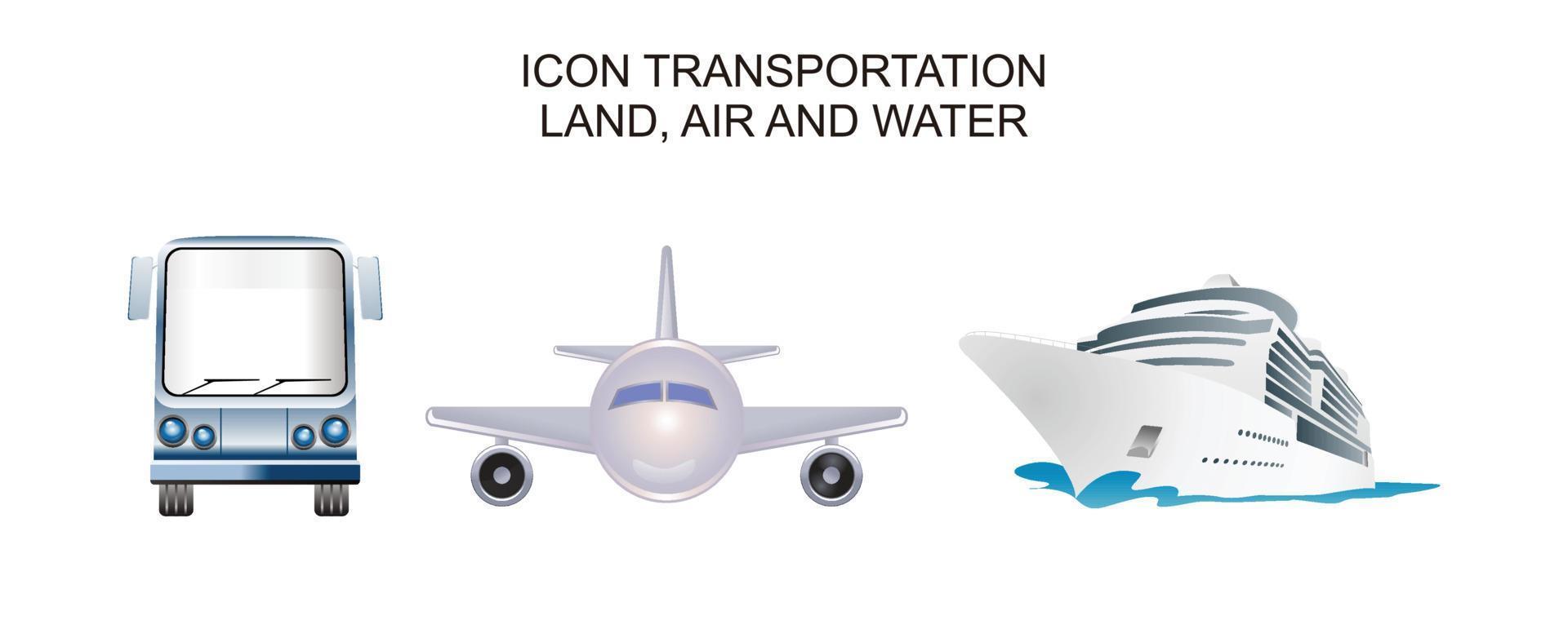 icône transport terre, air et eau vecteur