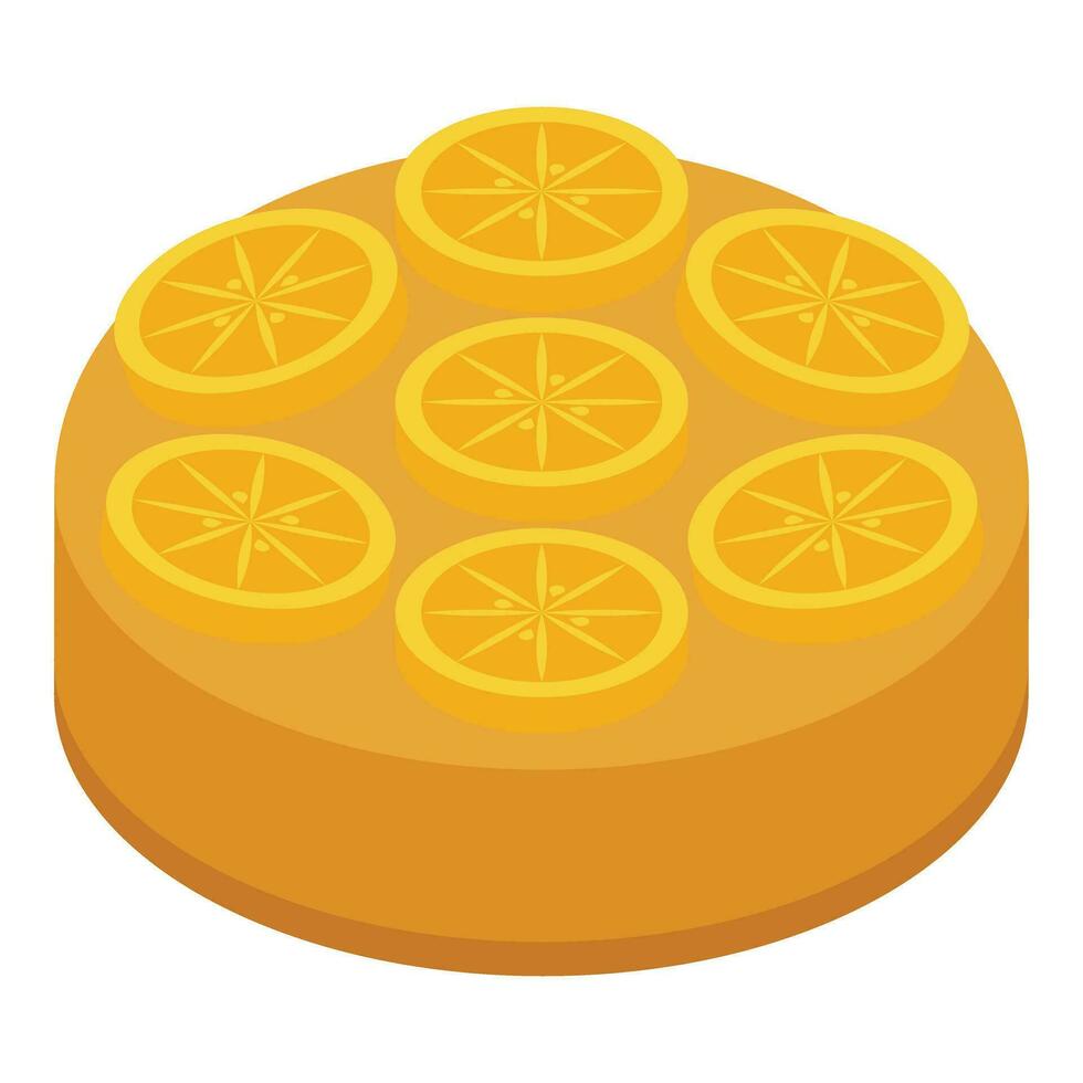 Orange fruit gâteau icône isométrique vecteur. croûte dessert Pâtisserie vecteur