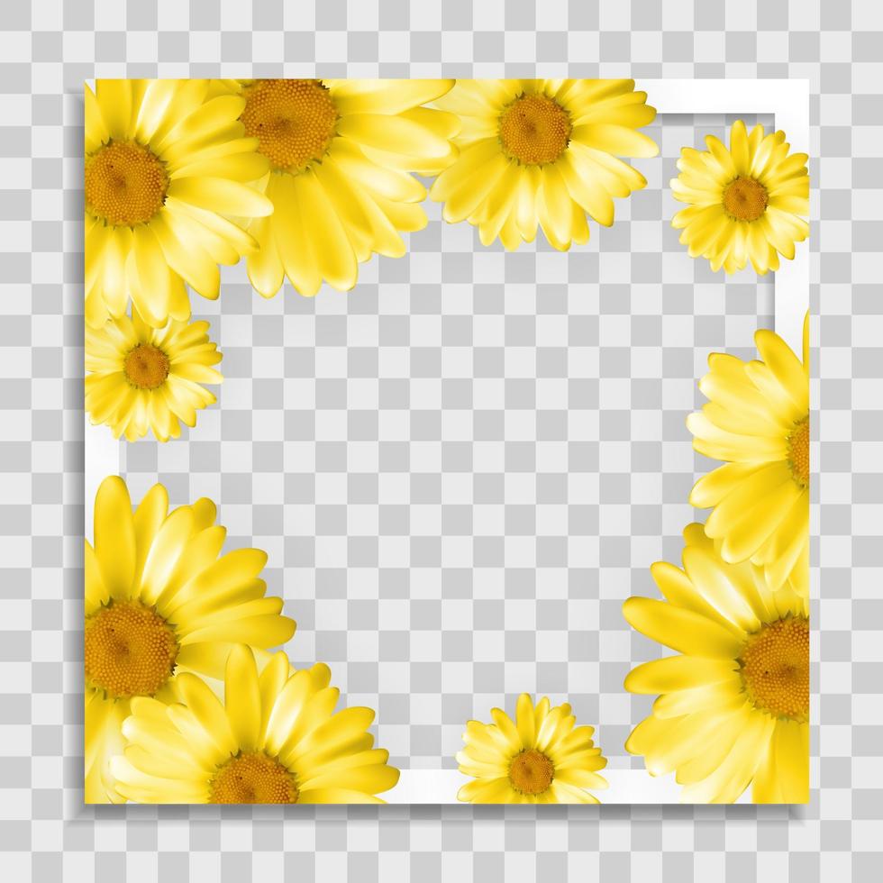 modèle de cadre photo vide avec des fleurs de printemps pour la publication dans les médias vecteur