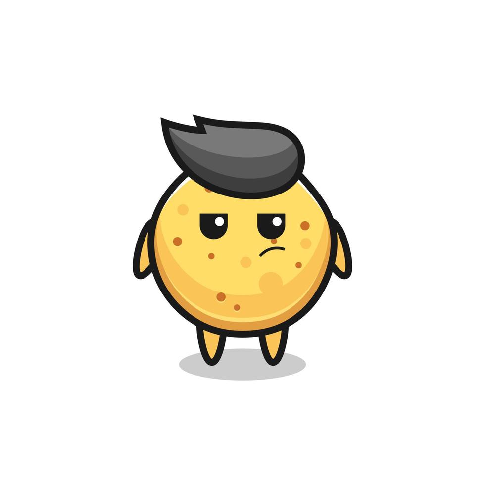 personnage mignon de chips de pomme de terre avec une expression suspecte vecteur