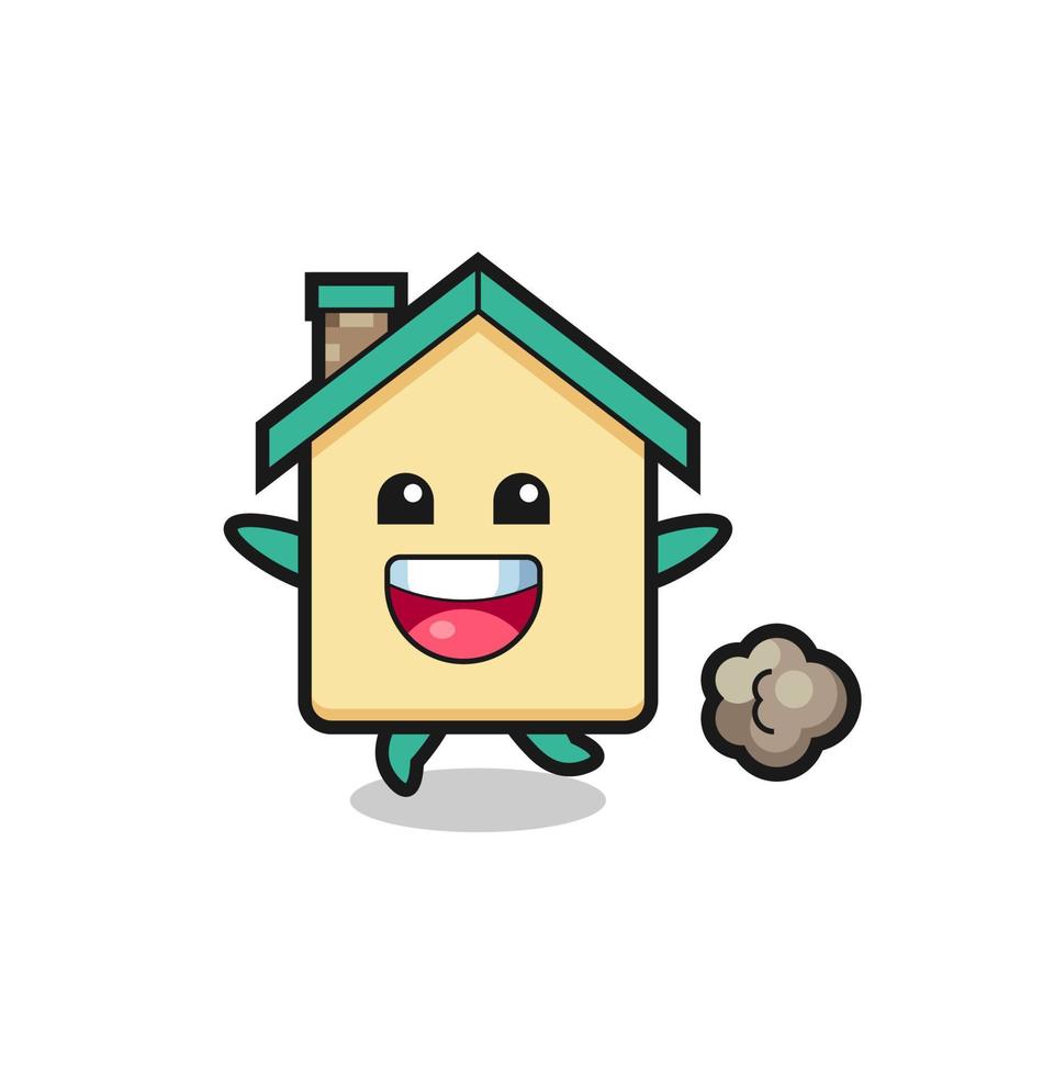 le dessin animé de la maison heureuse avec une pose en cours d'exécution vecteur