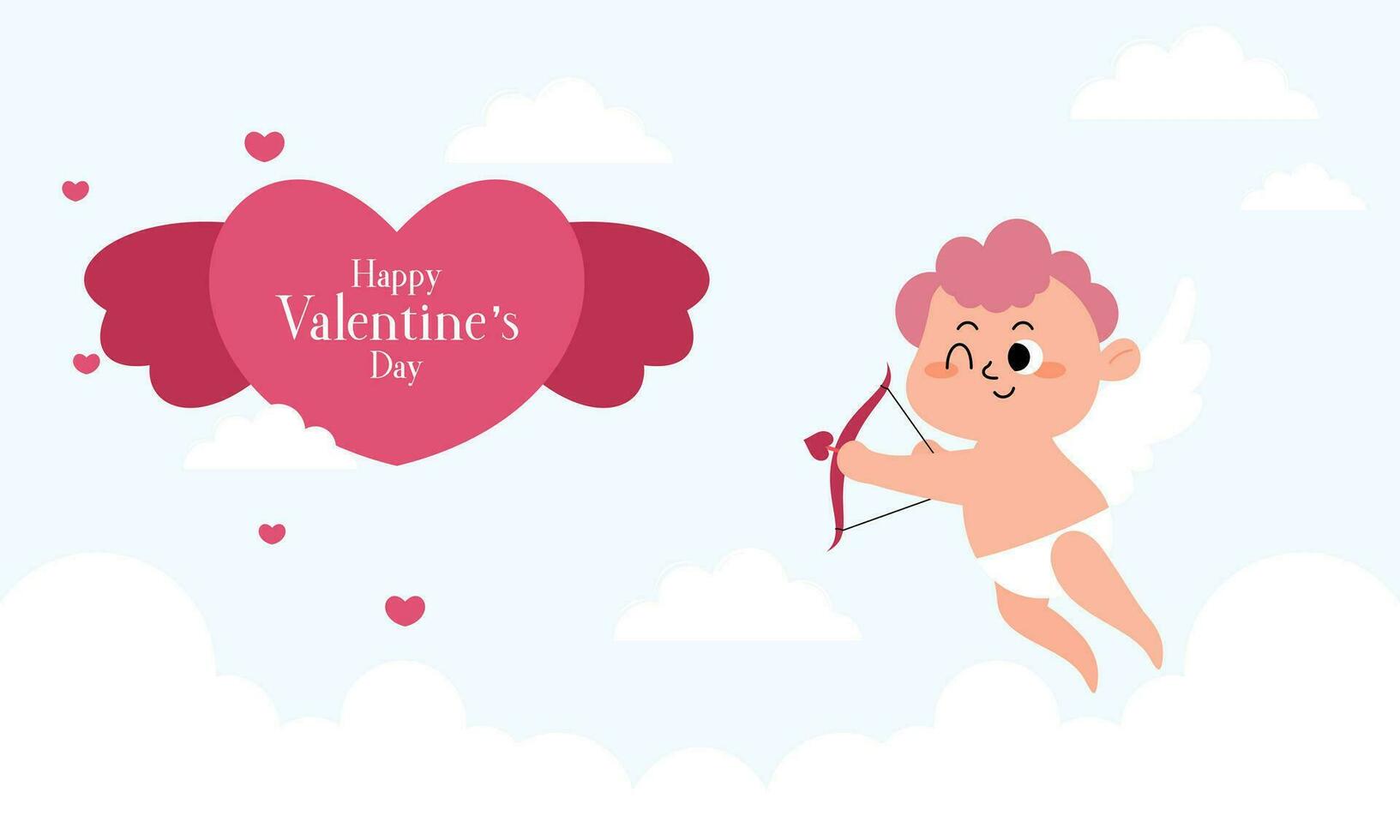 la Saint-Valentin journée illustration avec mignonne Cupidon isolé sur le ciel des nuages Contexte vecteur