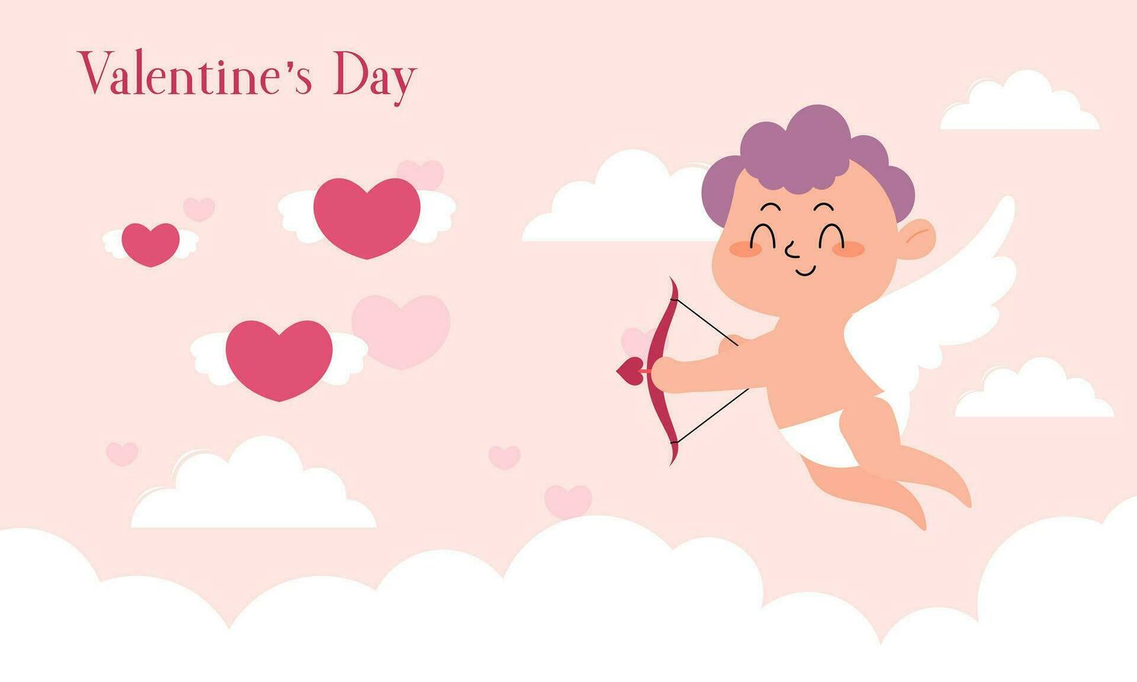 la Saint-Valentin journée illustration avec mignonne Cupidon isolé sur le ciel des nuages Contexte vecteur