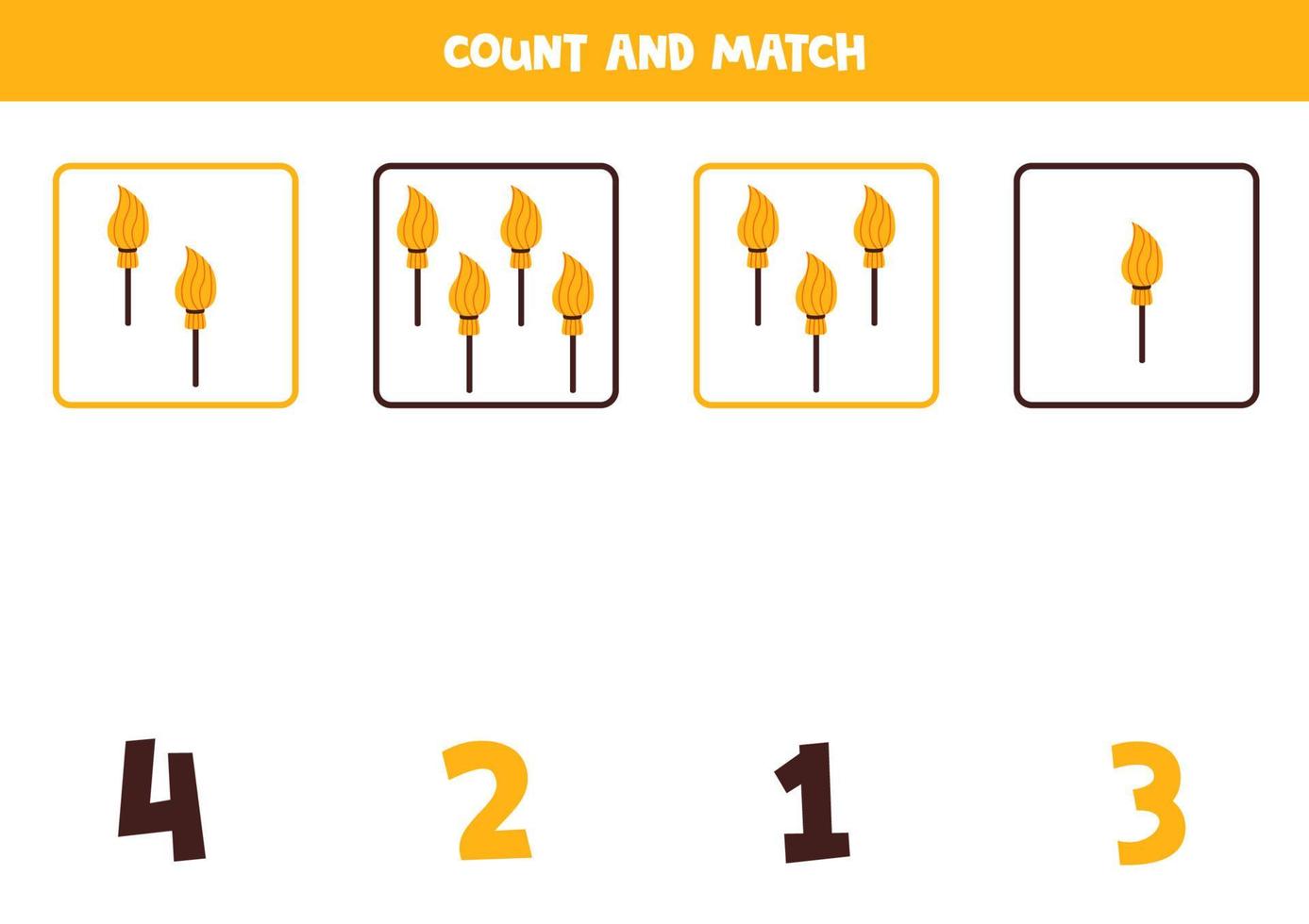 jeu de comptage avec des balais. feuille de calcul mathématique. vecteur