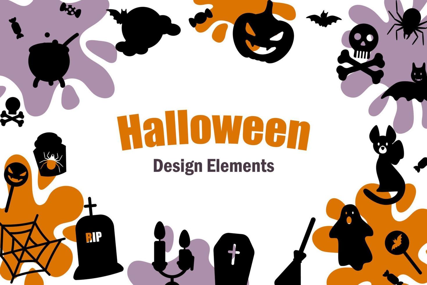 collection d'éléments de conception de silhouette d'halloween. illustration vectorielle. conception de bannières, invitations, cartes de voeux vecteur