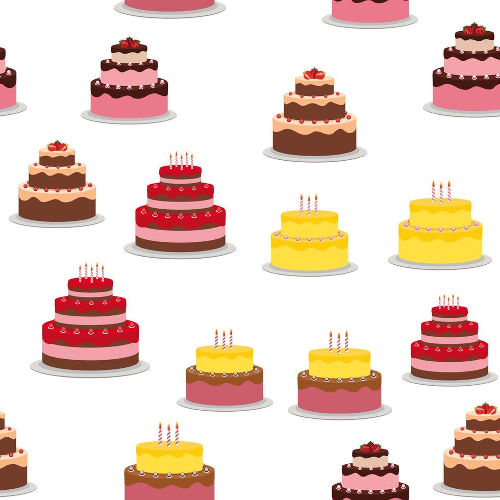 Gâteau d'anniversaire sans soudure de fond vector illustration