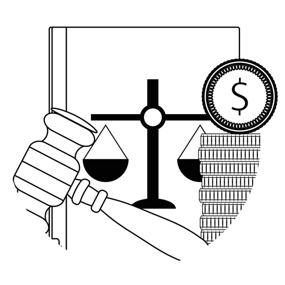 la corruption loi judiciaire, verdict collaboration pour argent ligne icône. vecteur illustration