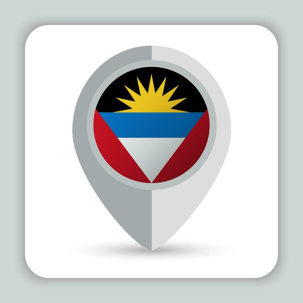 antigua et Barbuda drapeau épingle carte icône vecteur