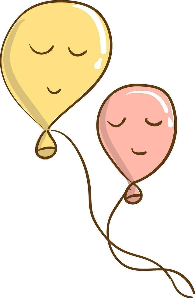 deux des ballons avec un exclamation marque sont flottant avec fermé yeux et dans une détendu mode vecteur Couleur dessin ou illustration