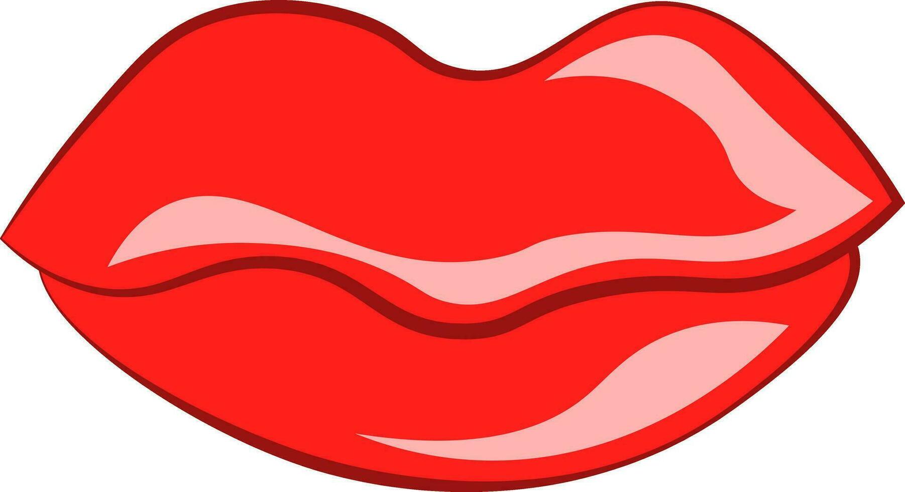 une magnifique lèvre peint avec brillant rouge rouge à lèvres vecteur Couleur dessin ou illustration