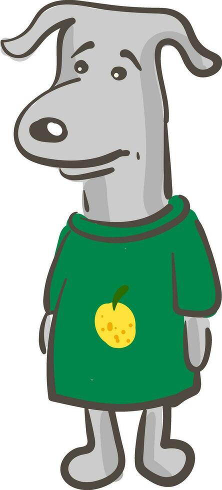 une triste chien dans de couleur verte T-shirt vecteur ou Couleur illustration