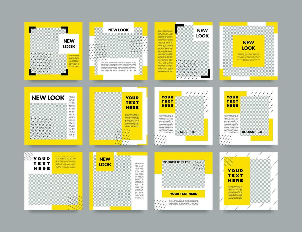 social médias Publier modèle, modifiable minimal carré bannière modèle, adapté pour social médias Publier et la toile les publicités promotion, blanc et Jaune Contexte couleur. vecteur