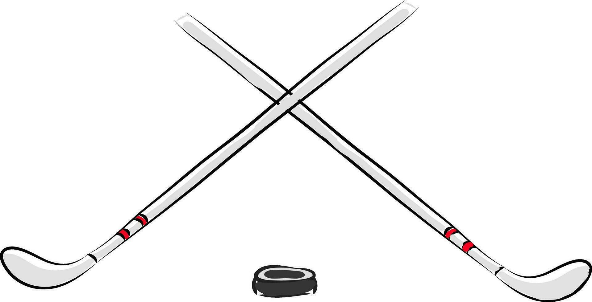 vecteur illustration de deux blanc le hockey des bâtons et noir palet blanc Contexte