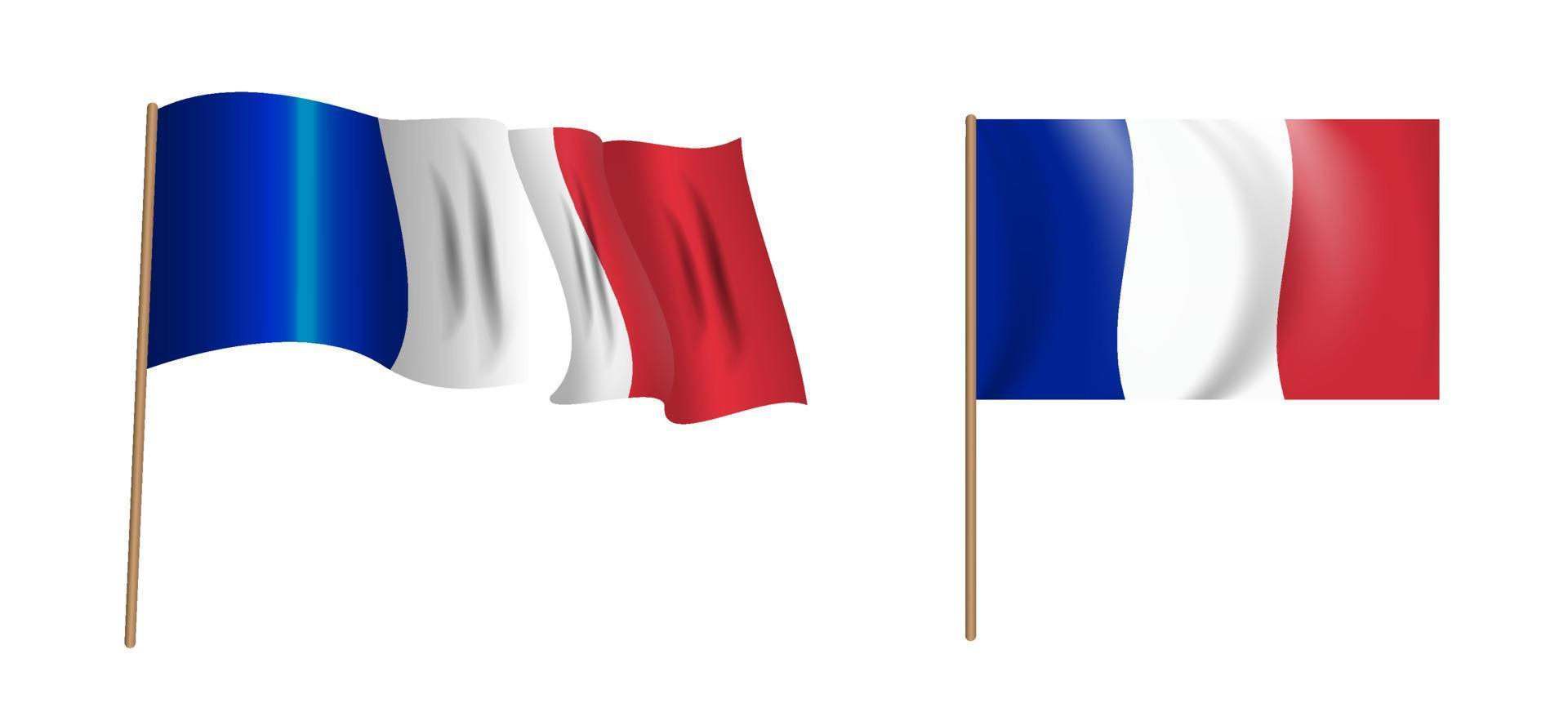 drapeau ondulant naturaliste coloré de la france. illustration vectorielle vecteur