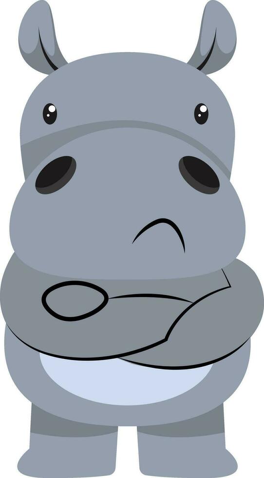 hippopotame fou, illustration, vecteur sur fond blanc.