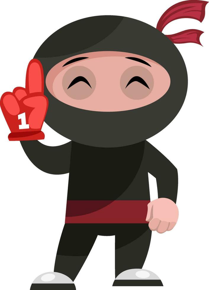 ninja avec gant rouge, illustration, vecteur sur fond blanc.