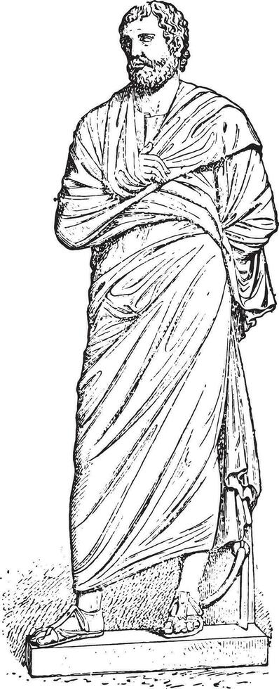 pallium après une statue de le musée, ancien gravure. vecteur